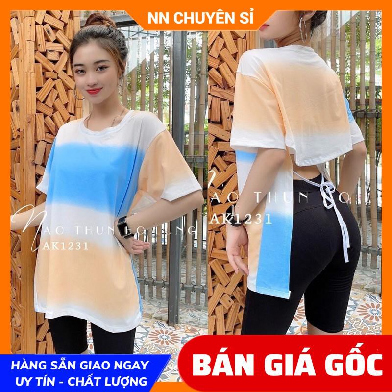 ÁO HỞ LƯNG PHOM RỘNG 3/4 CỘT DÂY NƠ SAU LƯNG ⚡ẢNH TỰ CHỤP⚡ ÁO LOANG MÀU ⚡ ÁO BÒ SỮA ⚡ ÁO CỘT DÂY ⚡ ÁO THUN PHOM RỘNG