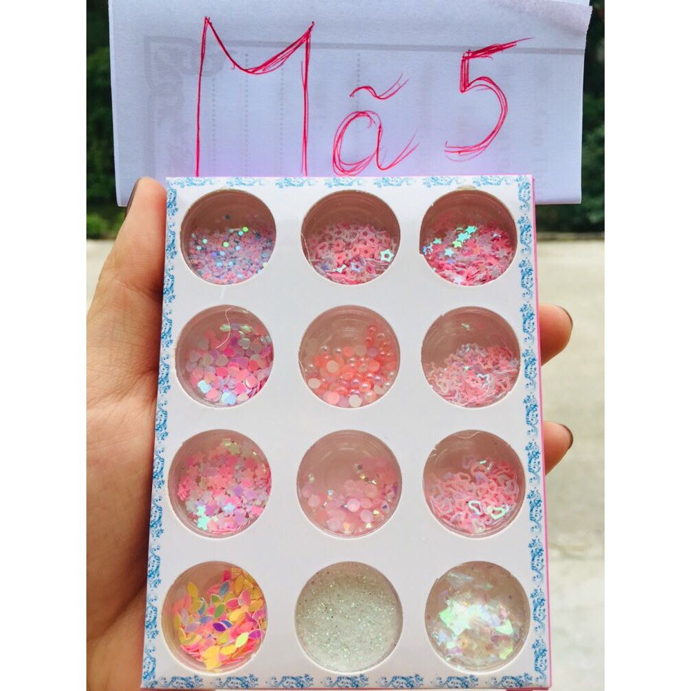 Sét kim tuyến 12 ô -Nhũ mắt gilter kim tuyến trang điểm Make up Phong cách Korea - Hoặc trang trí móng tay Nail.