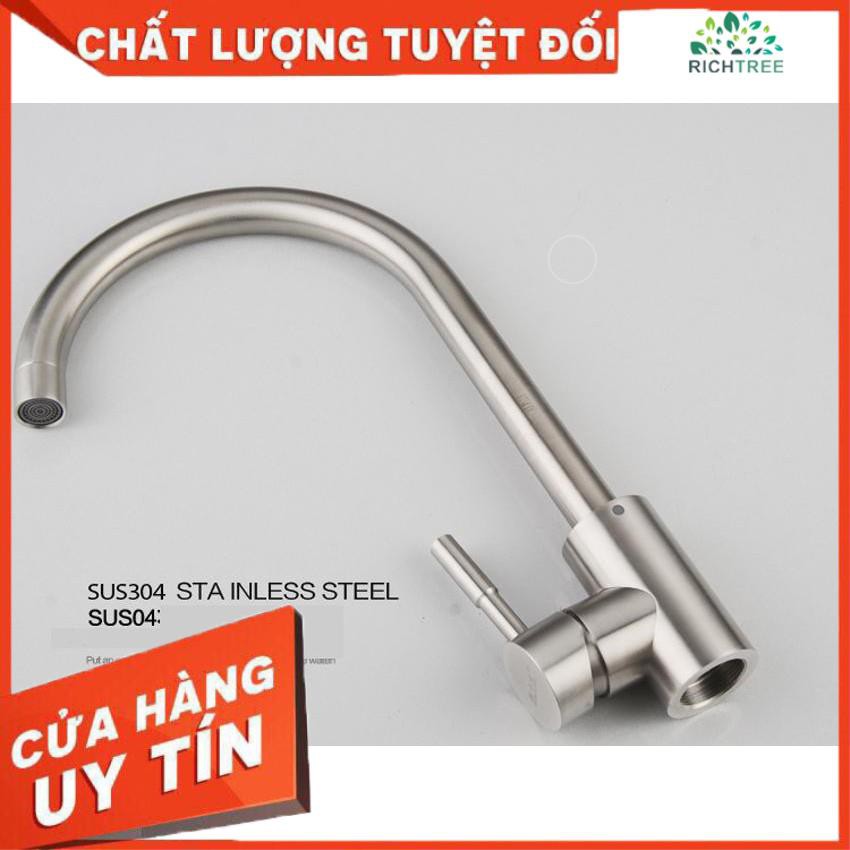 [FREE SHIP] Vòi rửa bát NÓNG LẠNH loại cắm chậu chất liệu inox 304 dáng tròn-Tặng bộ dây cấp-mã-Chính hãng KD 011