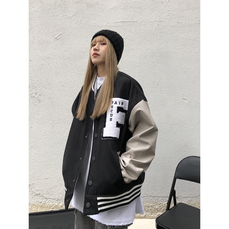 Áo khoác bomber thêu chữ thời trang cho nam nữ