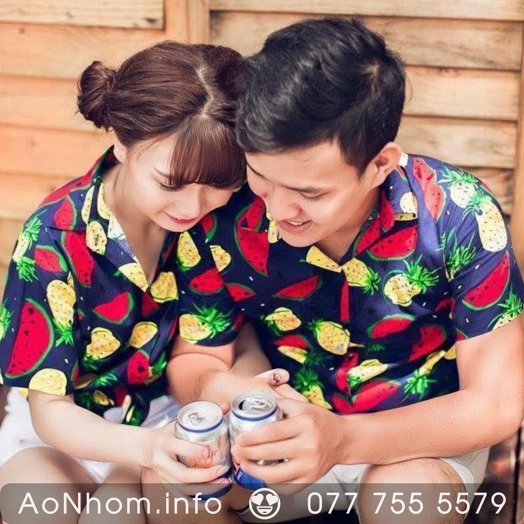 Áo sơ mi trái cây Hawaii đi biển - Thơm dưa hấu - Có đủ size S, M, L, XL, XXL - #AB005