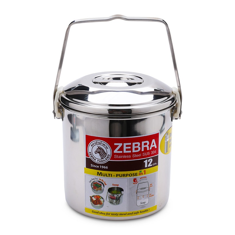 Camen Inox 1 Ngăn, Có Quai Và Nắp Cài Zebra Thái Lan loại ngăn cạn-151614