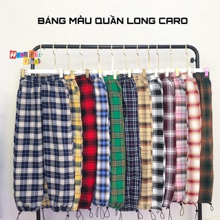 Quần Caro Dài Dây Rút Lai Ống Rộng Chun Thun Bo Lai Nam Nữ Unisex Culottes Ulzzang - MM