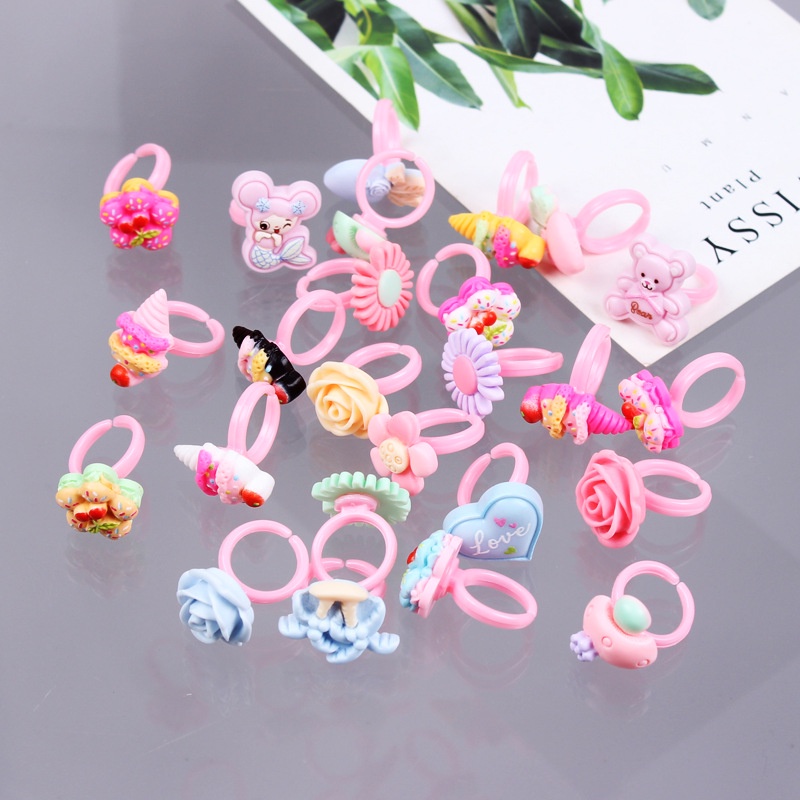 Set 10 Nhẫn Hình Công Chúa Hoạt Hình Màu Kẹo Phong Cách Nhật Bản Cá Tính Dành Cho Bé