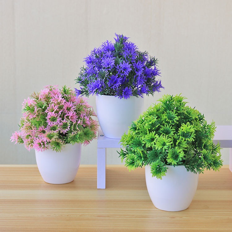 Cây hoa giả, chậu hoa để bàn, kệ tủ trang trí nội thất Milkdecor-03