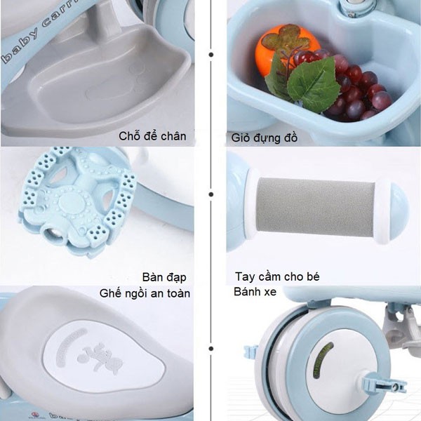 Xe đạp 3 bánh có tay đẩy đa năng 3 in 1 cho bé BBT Global Q10