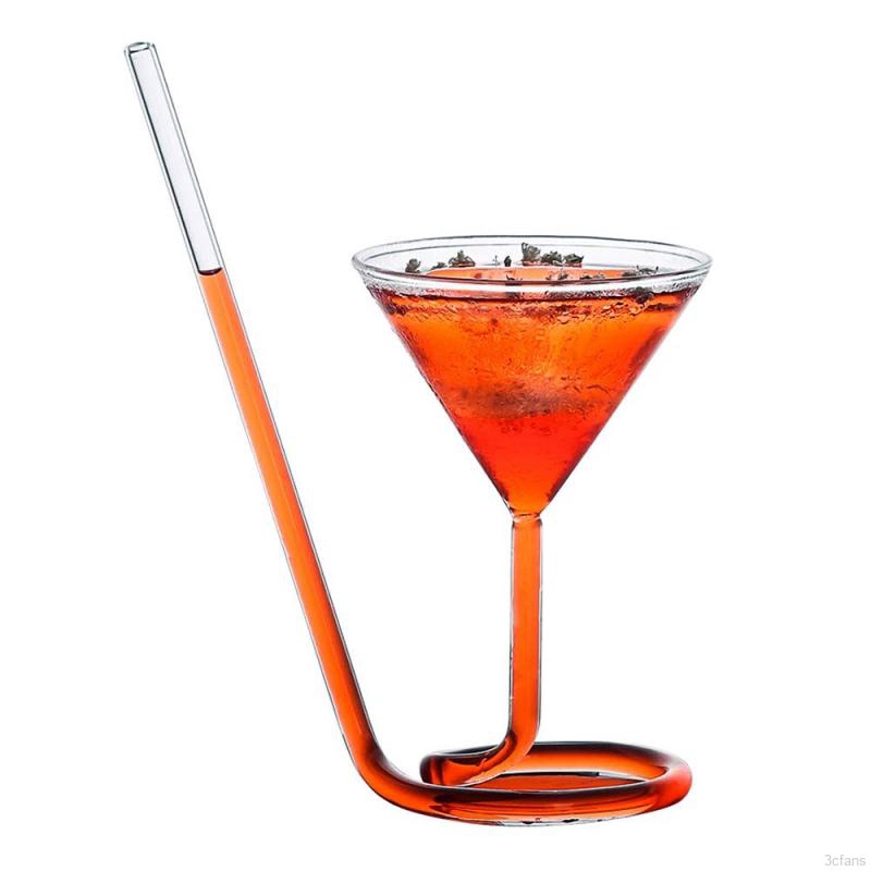 【Goodhome】Spiral glass cocktail glass long straw champagne glass wedding KTV bar wine