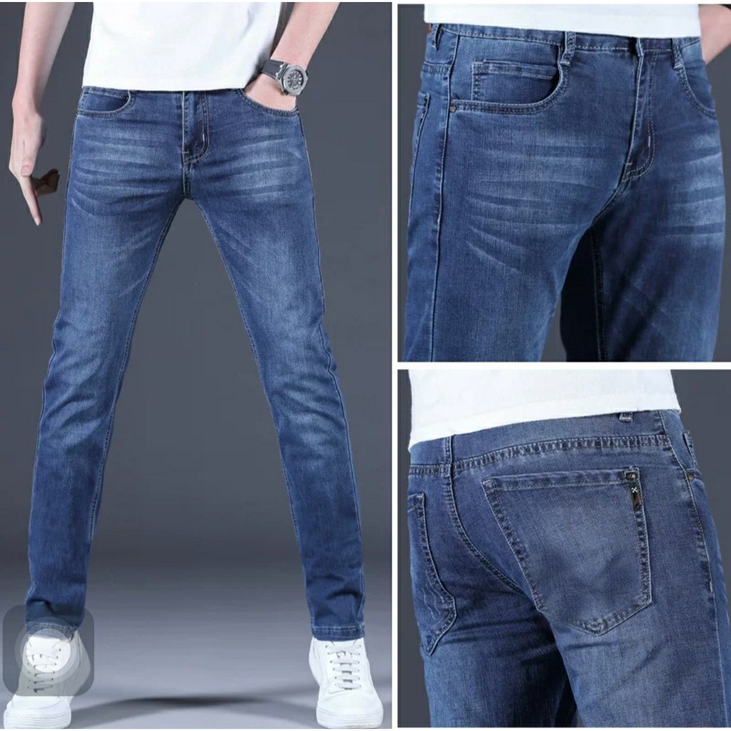 Quần Jeans Nam Co Giãn-Jeans Nam Trơn Ống Suông Cao Cấp Hàng Công Ty