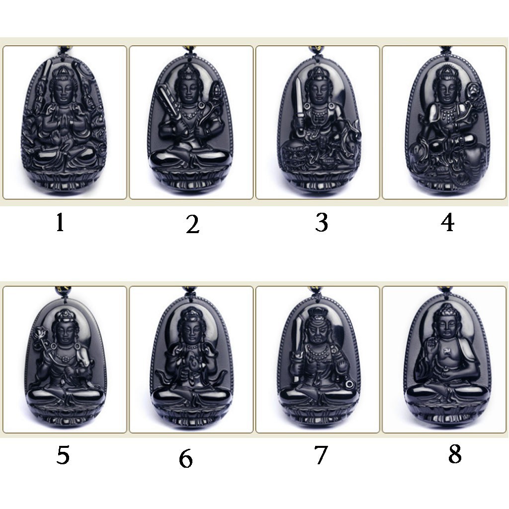 vòng cổ Mặt Hình Phật Bằng Đá Obsidian Tự Nhiên J016
