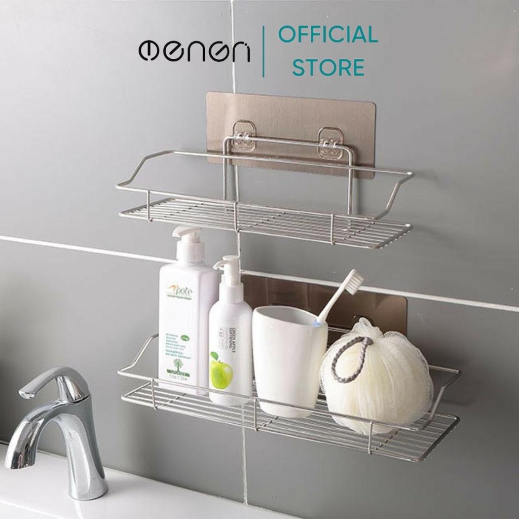 Kệ Nhà Tắm Inox Hình Chữ Nhật OENEN Kèm Miếng Dán Siêu Chắc Oenon Thông Minh Tiện Dụng
