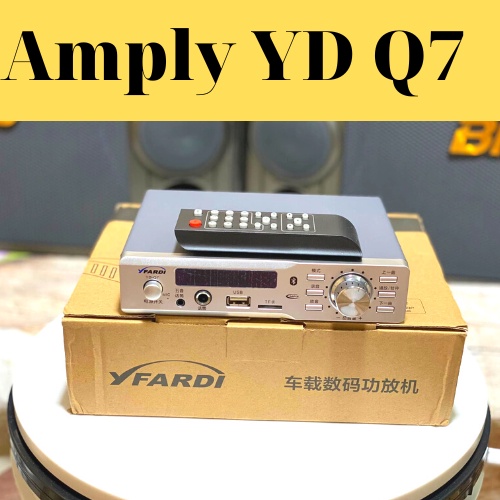 Amply mini bluetooth chạy điện 12v 24v Q7 hàng cao cấp, tặng kèm 1 dây nguồn 12v