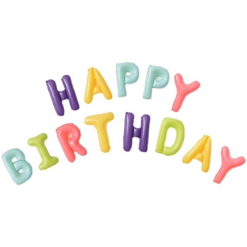 Bóng chữ sinh nhật happy birthday màu pastel nhiều màu sắc