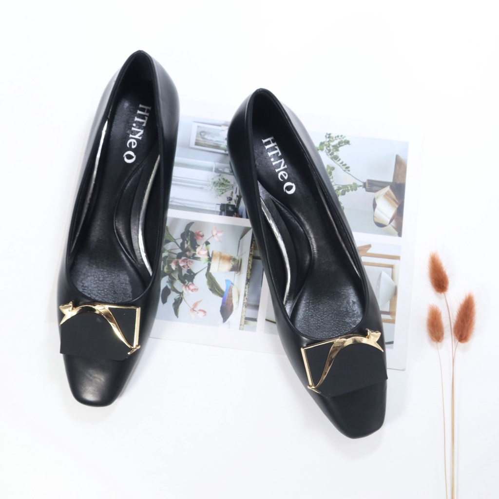 Giày cao gót nữ - Giày da nữ HT.NEO da bò thật êm mềm ,gót vuông cao đến 5cm ,kiểu dáng sang trọng ,thanh lịch GC01