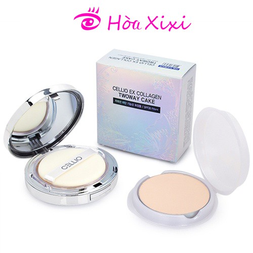Phấn phủ siêu mịn chống nắng Cellio Ex Collagen twoway cake SPF 30 – Hàn Quốc - TẶNG KÈM 1 LÕI