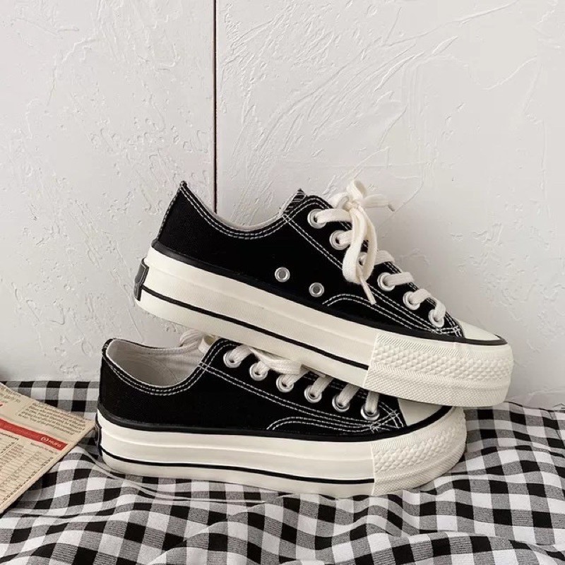 Giày nữ thấp cổ chất vải canvas kiểu dáng basic, Giày thể thao nữ đế bánh mì 3 màu hot hit | BigBuy360 - bigbuy360.vn