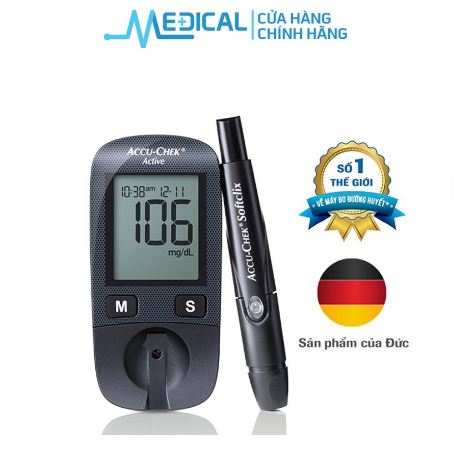 Máy đo đường huyết Accu-Chek Active (MG/DL) dùng cho cá nhân - Kèm Dụng cụ lấy máu Softclix - MEDICAL