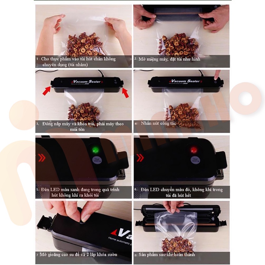 Máy Hút Chân Không Thực Phẩm Kèm Hàn Miệng Túi Vacuum Sealer - Máy Hút Chân Không Gia Đình MINAHO)