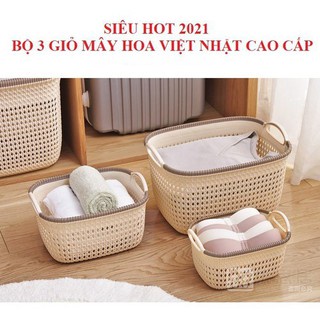 RỔ NHỰA CÓ QUAI VIỆT NHẬT- GIỎ HOA MÀU PASTEL XINH XẮN