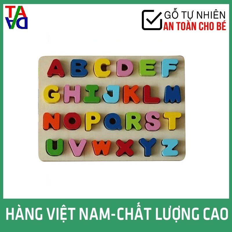 Đồ Chơi Gỗ VNXK Hợp Chuẩn, An Toàn Cho Bé - Tranh Ghép Hình Học Số - Học Chữ