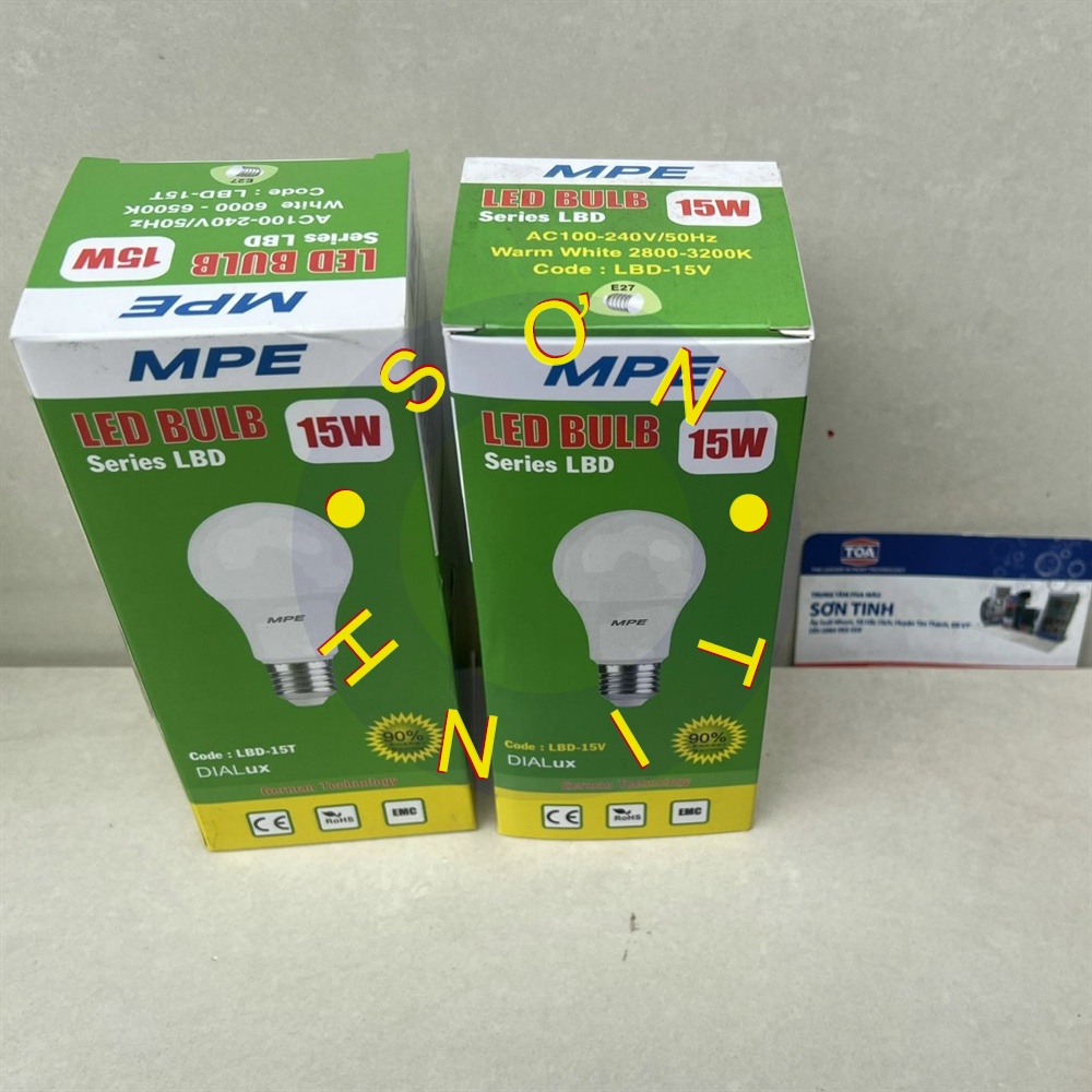 Bóng đèn 15w LED Bulb LBD MPE - Ánh Sáng trắng , Vàng - Cao cấp MPE Tiêu chuẩn châu âu