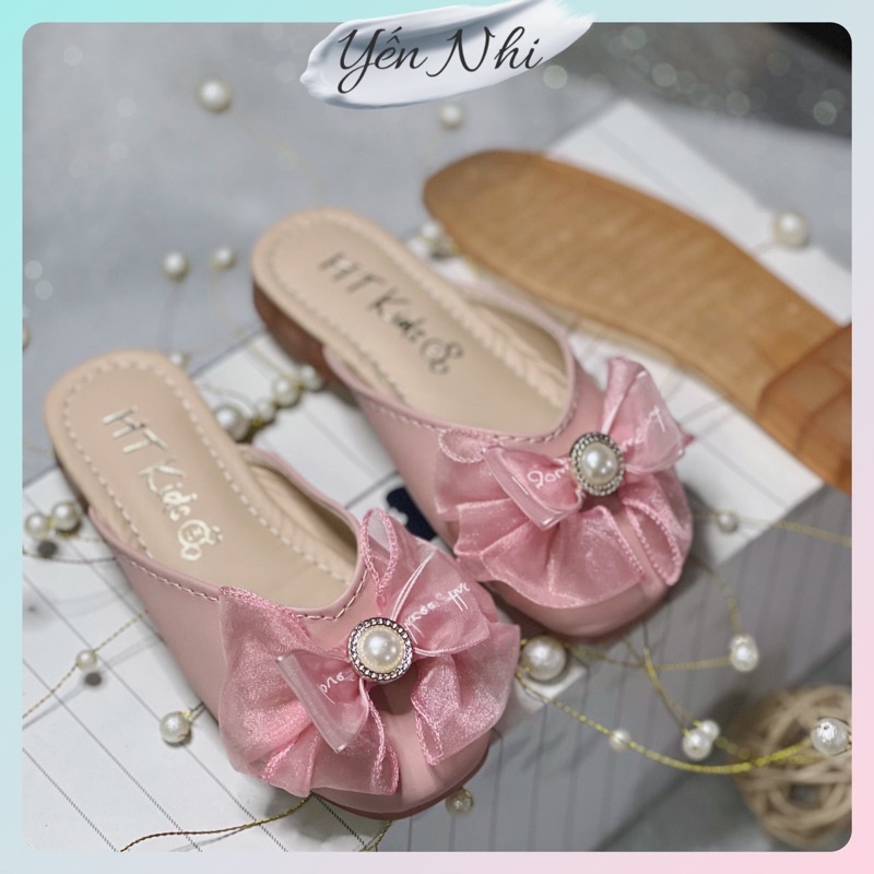 Sục nơ ren công chúa dáng Hàn Quốc da PU cho bé gái,sục trẻ em cho bé gái