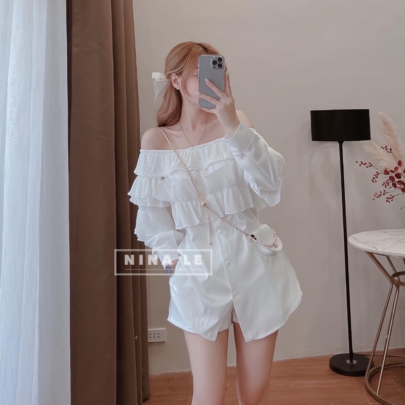 Áo kiểu trễ vai tiểu thư bánh bèo