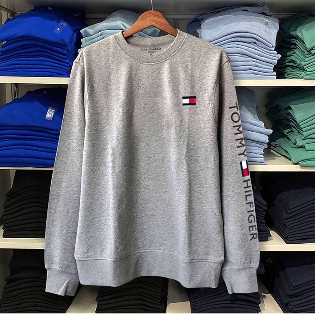 Áo Sweater cotton Dáng Rộng In logo Tommy Và logo Thời Trang Mới Dễ Phối Đồ Cho Nam Và Nữ