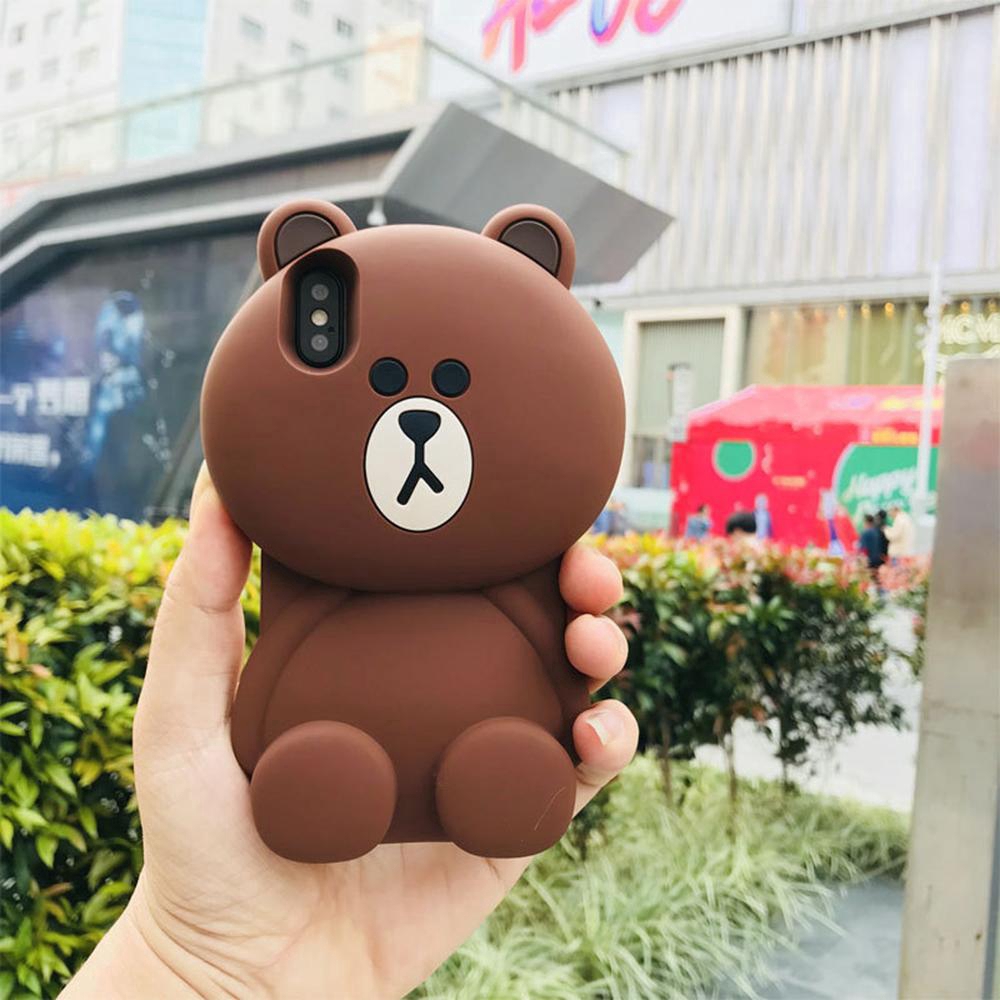 Ốp điện thoại Silicon mềm hình chú gấu 3D cho iPhone 12 11 Pro Max 6 7 8 Plus