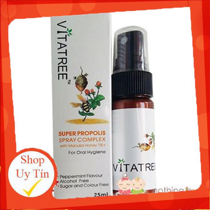 Xịt keo ong Vitatree 25ml - Vitatree Super Propolis Spray complex with Honey Úc