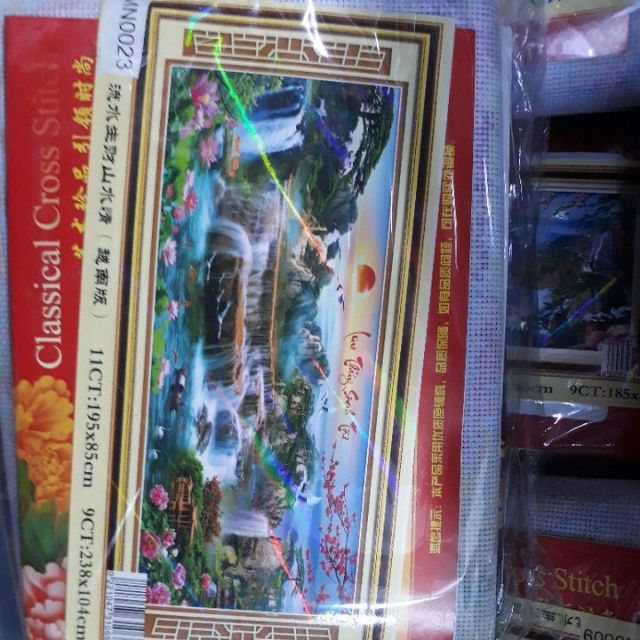 Tranh thêu chữ thập Lưu thủy sinh tài MN0023(195x85cm)