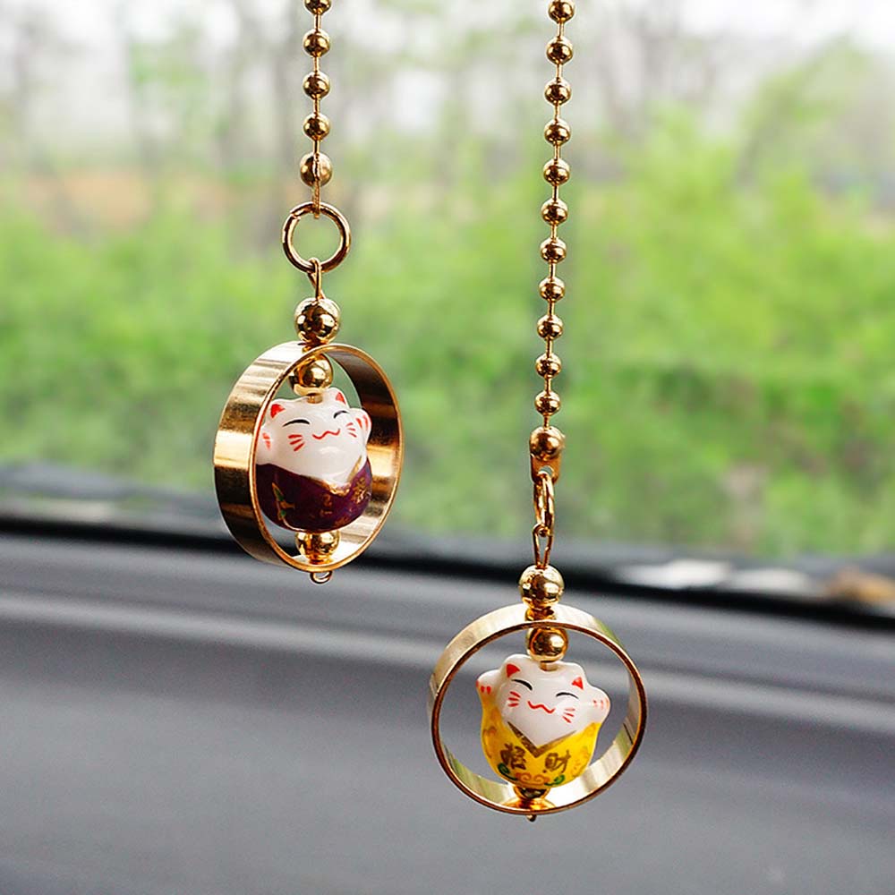 Phụ kiện treo trang trí xe hơi hình chú mèo may mắn dễ thương