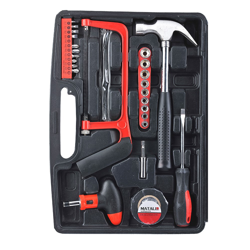 HomeBase MATALL Bộ dụng cụ đa năng 52 món bằng nhựa/thép HMP1060825-A 35x7x25 cm cm màu đen-đỏ