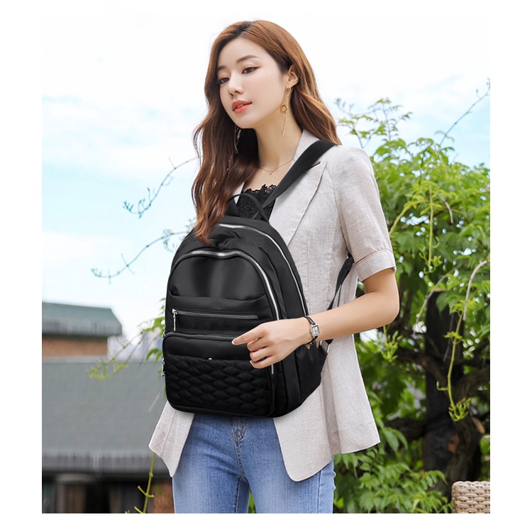 Ba Lô Oxford Siêu Nhẹ Thêu Đường Chỉ Nhỏ Đơn Giản Đa Năng Phong Cách Hàn Quốc Cho Nữ