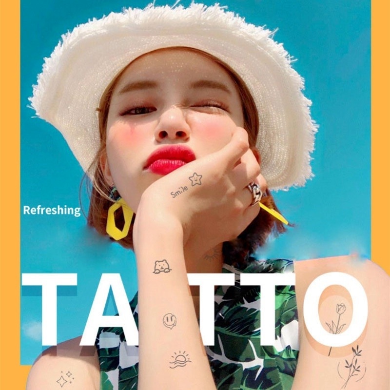 Set 5 Tấm Hình Xăm Dán 77 Chống Nước Lâu Trôi Họa Tiết Hoạt Hình Dễ Thương