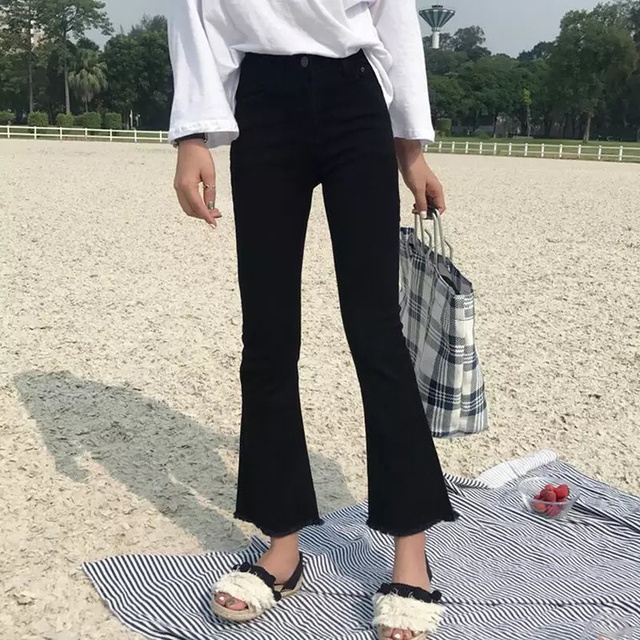 [Mã WASTMAY giảm 15% tối đa 30K đơn 150K] Quần bò đen ống loe | BigBuy360 - bigbuy360.vn