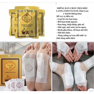Hộp 10 miếng dán thải độc chân LANNA FOOT PATCH chính hãng Thái Lan