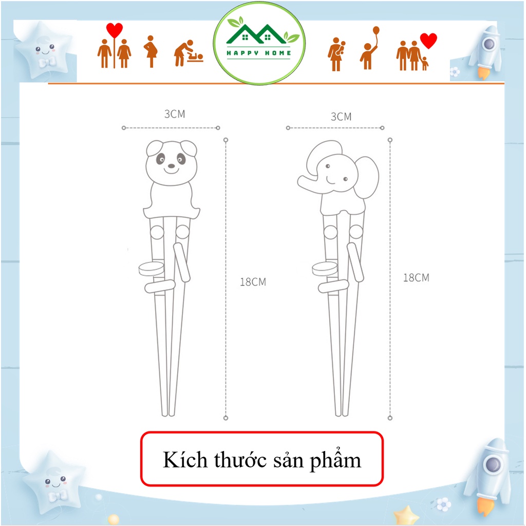 Đũa tập gắp, đũa ăn dặm xỏ ngón cho Bé yêu tập gắp đồ ăn kèm hộp đựng bảo quản