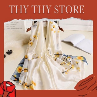 Khăn lụa dài quàng cổ mai VÀNG TRẮNG cao cấp 80x180 cm Khăn  lụa ThyThy, choàng tắm đi biển, làm áo kiểu, khoác áo dài
