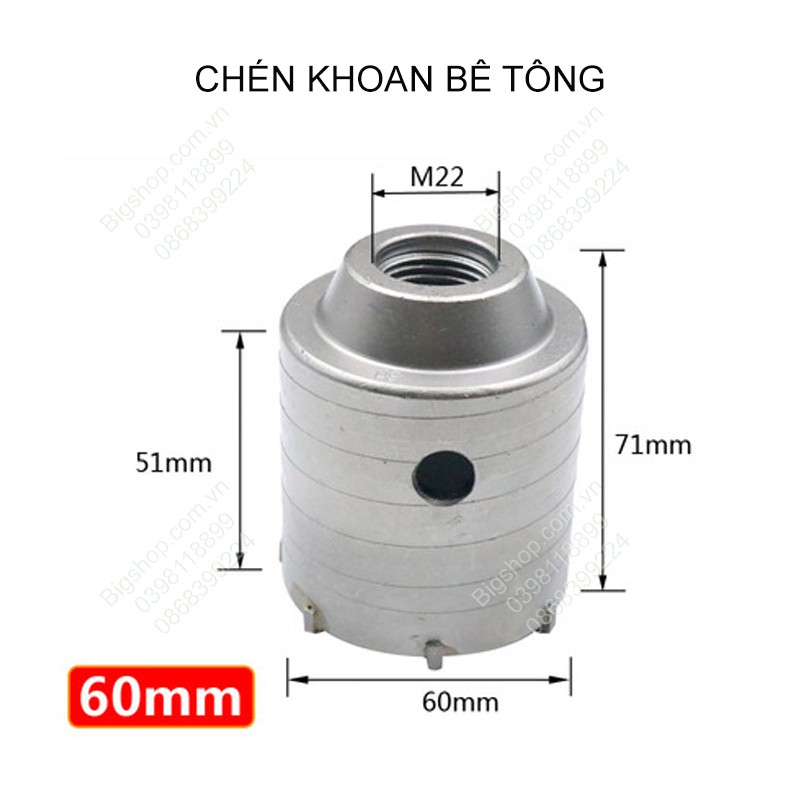 Mũi khoan khoét lỗ tường bê tông, tường gạch, cán dài 20cm, đủ bộ hoặc từng phụ kiện ( Kho hàng HN)