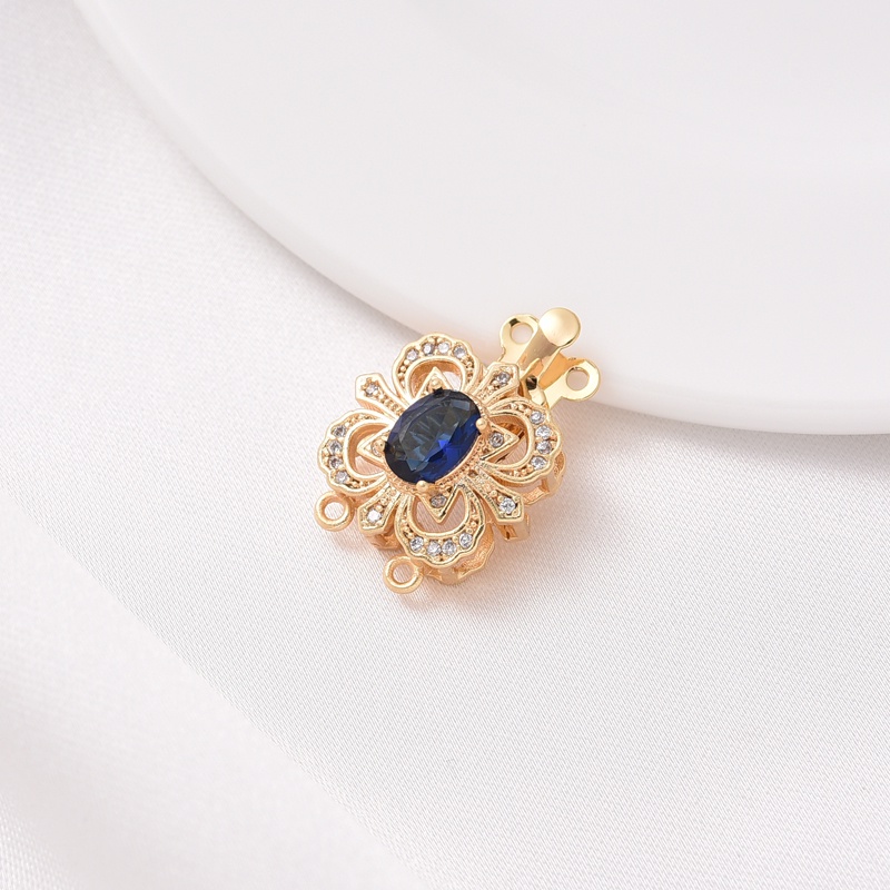 Móc Khóa Cài Vòng Tay / Vòng Cổ Bằng Đồng Mạ Vàng 18K Đính Đá Zircon diy