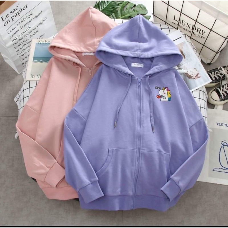 áo khoác nỉ bông khoá kéo lô gô ngựa sừng T