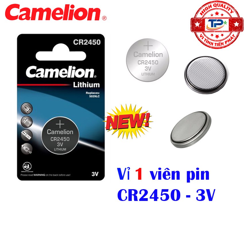 Vỉ 1 viên pin Nút CR2450 Camelion Lithium Battery 3V mẫu mới - dùng cho cân điện tử , chìa khóa , máy tính, đồ chơi...