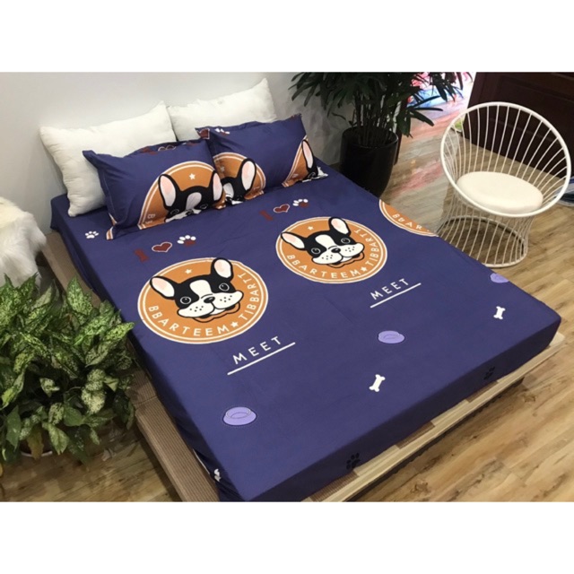 Bộ Ga Gối Cotton Poly 3 Món - Chó Meet