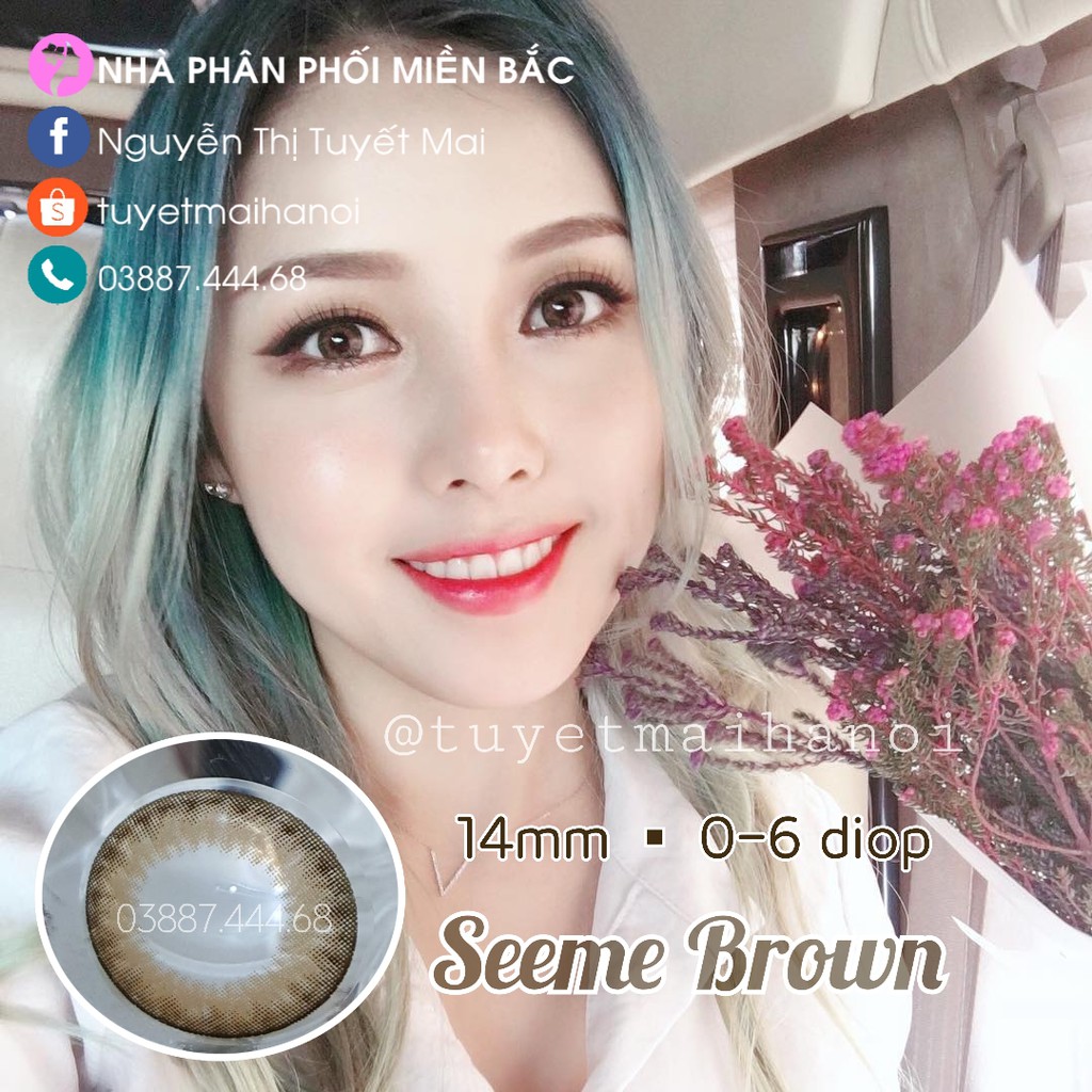 Seeme Brown 14mm 0 đến 6 Độ - Lens Nâu Tây - Kính Áp Tròng Vassen Hàn Quốc