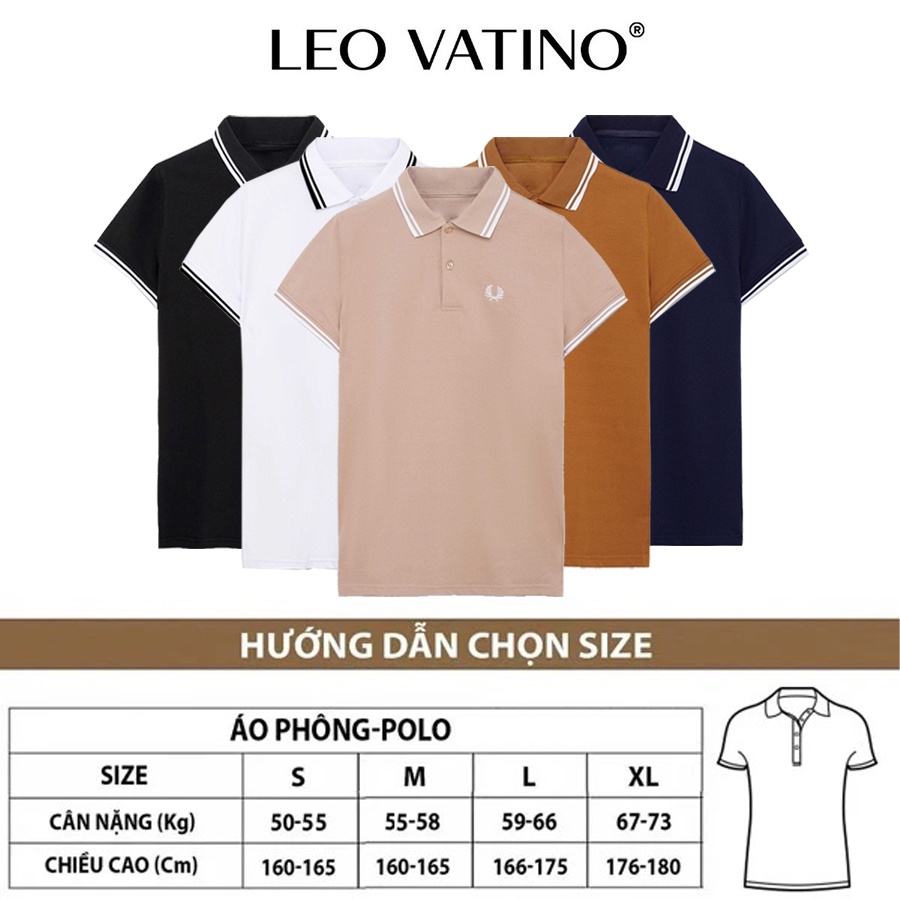 Áo polo nam Leo Vatino thêu logo phối cổ dệt viền chất Cotton cá sấu bộ 2 màu co giãn chuẩn form tay ngắn mẫu 3