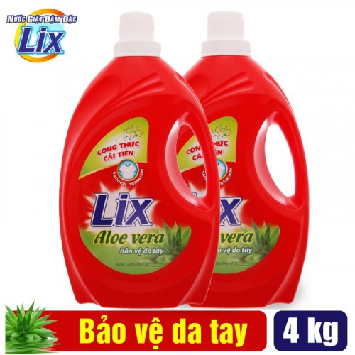 [Combo] 2 chai Nước giặt Lix chiết xuất Alovera 4kg