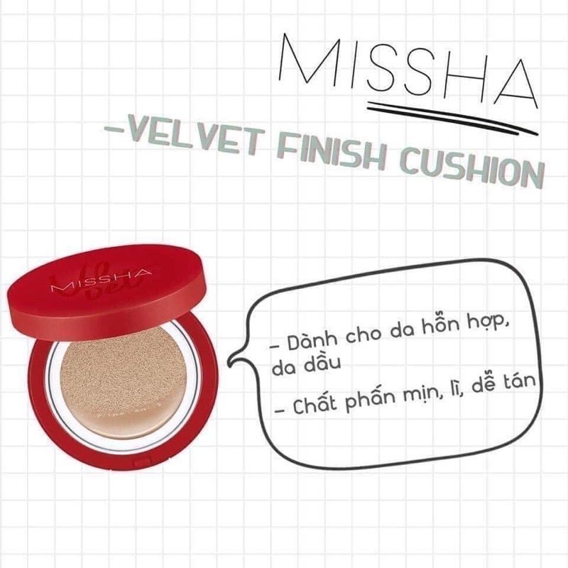 Phấn Nước MISSHA Velvet Finish Cushion SPF50+ PA+++