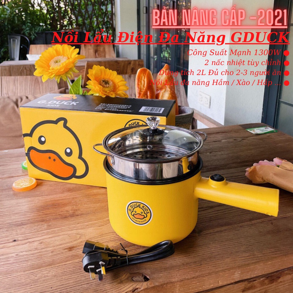 Nồi Lẩu Điện Đa Năng GDUCK Công Suất Mạnh 600W - Kèm Khay Hấp - Dung Tích Lớn Đủ Cho 2-3 Người Ăn