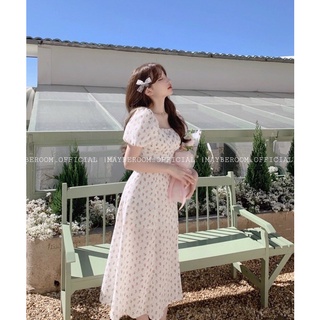 Đầm midi hoa phong cách hàn quốc