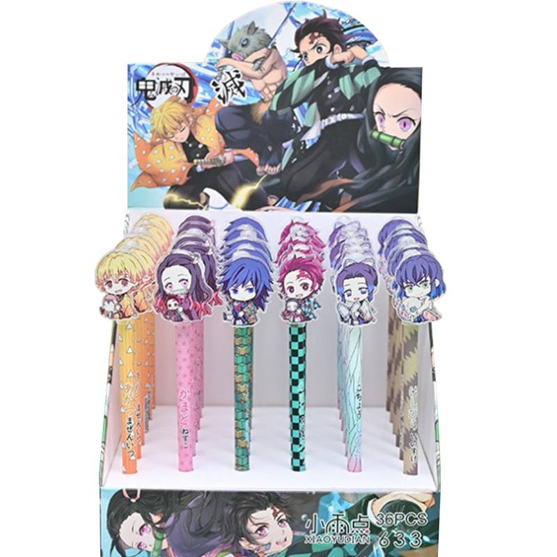 Bộ 6 Bút Mực Xanh 0.5mm Trang Trí Hình Anime Dễ Thương